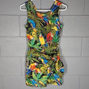 Caribbean Latitudes Tropical Bird Mini Shift Sleeveless Dress - Small